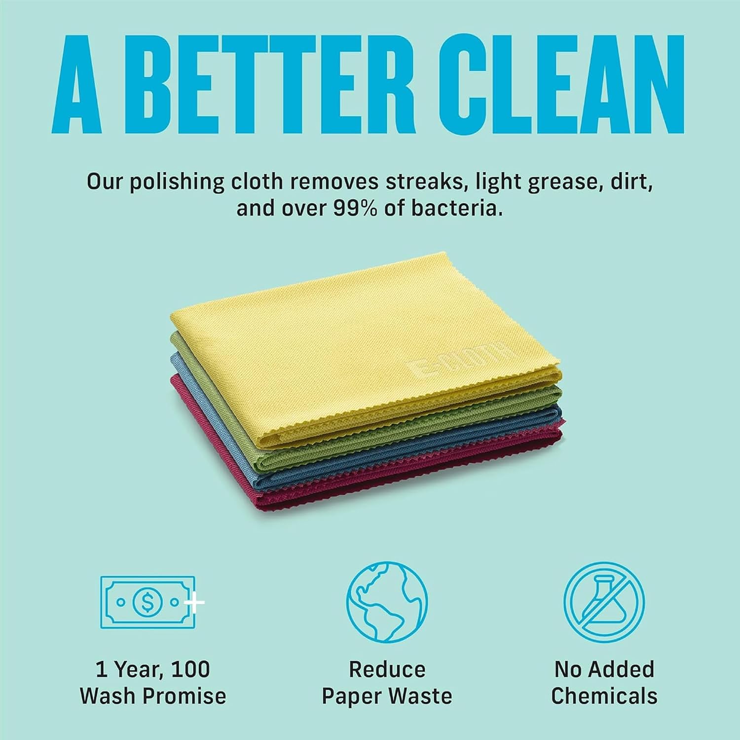 E-Cloth Glass & Polishing Cloth - Reusable & Durable Glass Cleaner - 4 Pack image 4