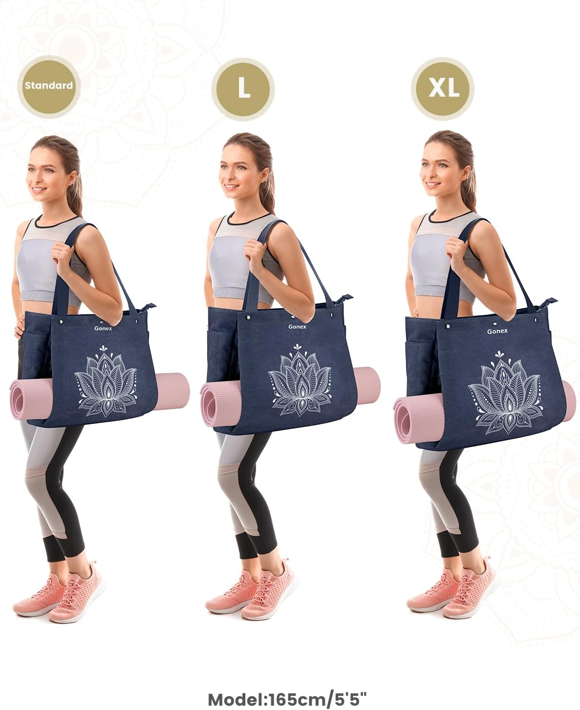 Gonex Yoga Mat Bag, Large Tote Bag with Multi Pockets for Women Men, Canvas Mat Carrier, Full Zipper Easy Access for Pilates Gym Travel