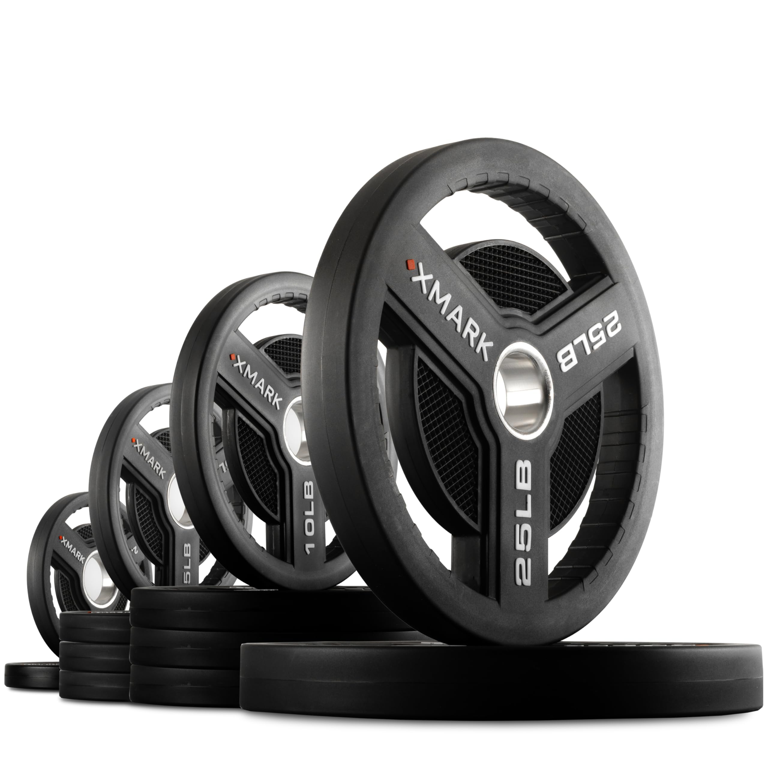 XMARK Commercial Urethane Olympic Weight Plates, Weights for Olympic Barbells, Weightlifting and Strength Training, Weight Plate Set or Pair