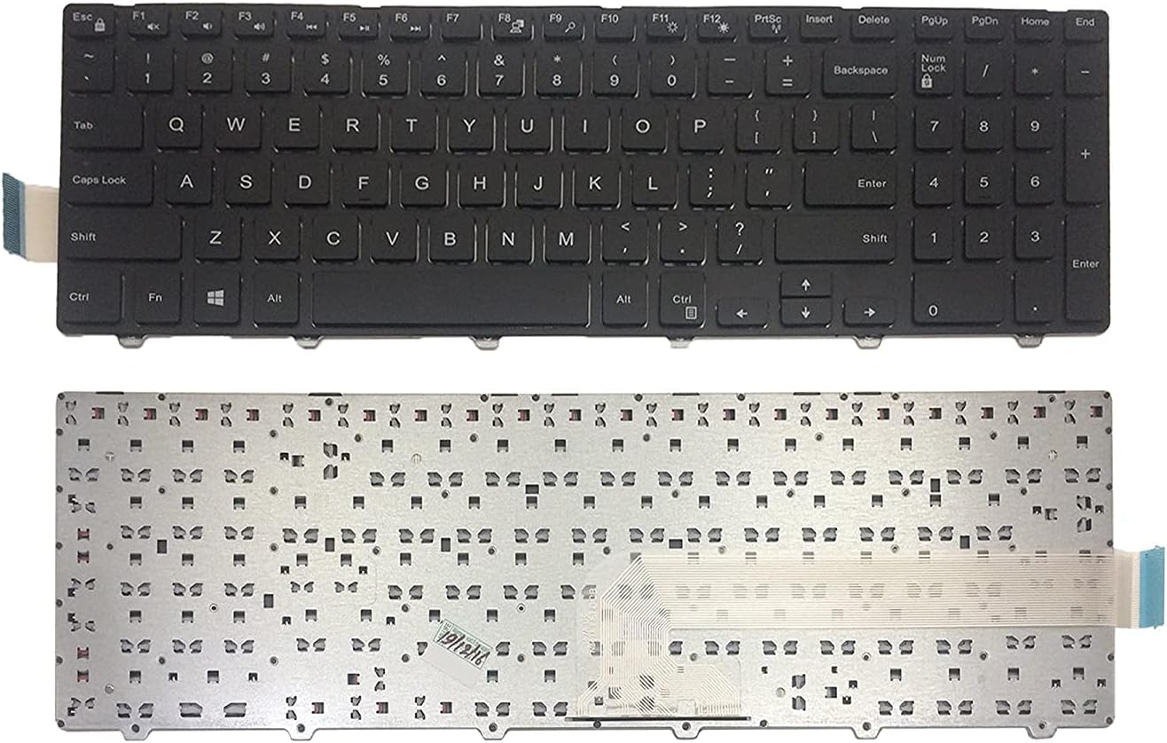 Laptop Keyboard Compatible For Dell Inspiron 15 3000 5000 3541 3542 3543 3567 5542 3550 5545 5547 3551 3552 3559 3565 3567 3551 3558 5566 (Without Backlite), Wired, Black