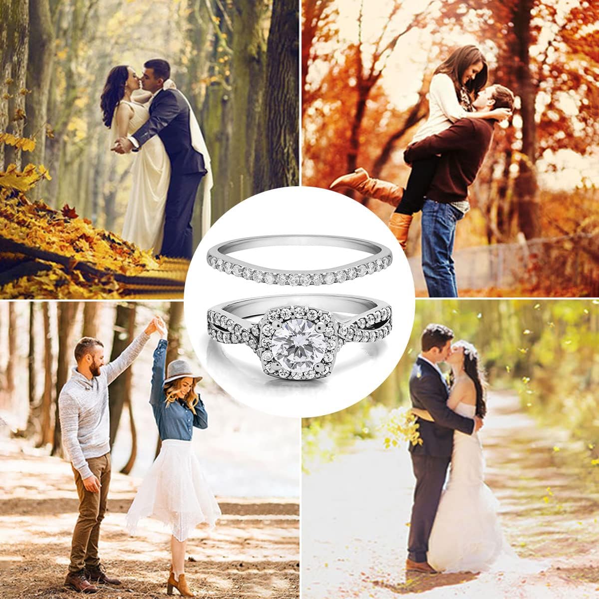 3 Carat(ctw) Round-Cut Moissanite Wedding Ring Sets for Women,10K 14K 18K Real Gold Halo Engagement Ring Sets,Bridal Sets with Free Engraving Size 5-11