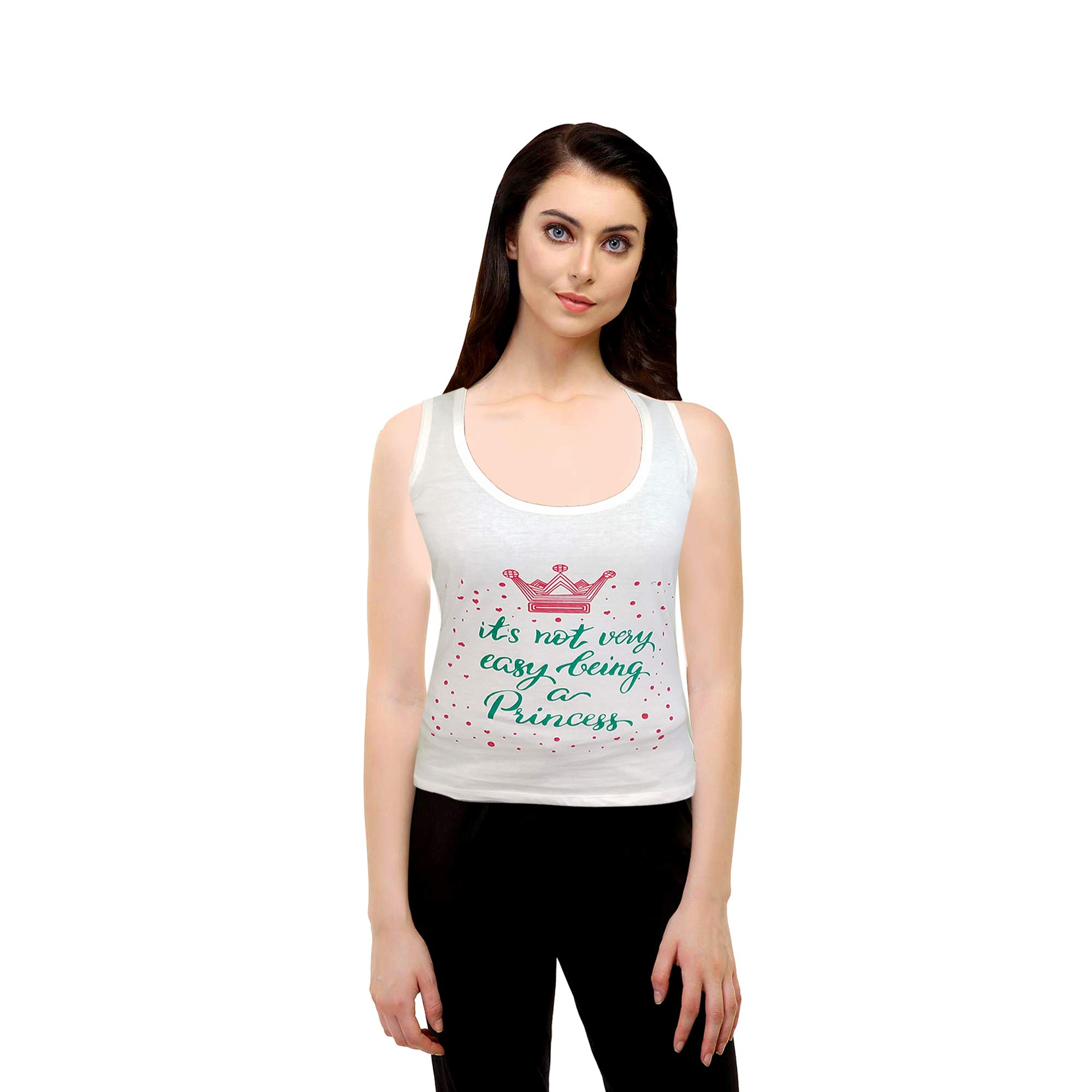 Printed Tank Top Vest Camisole Sando for Women's In White Size X-Large-image-14