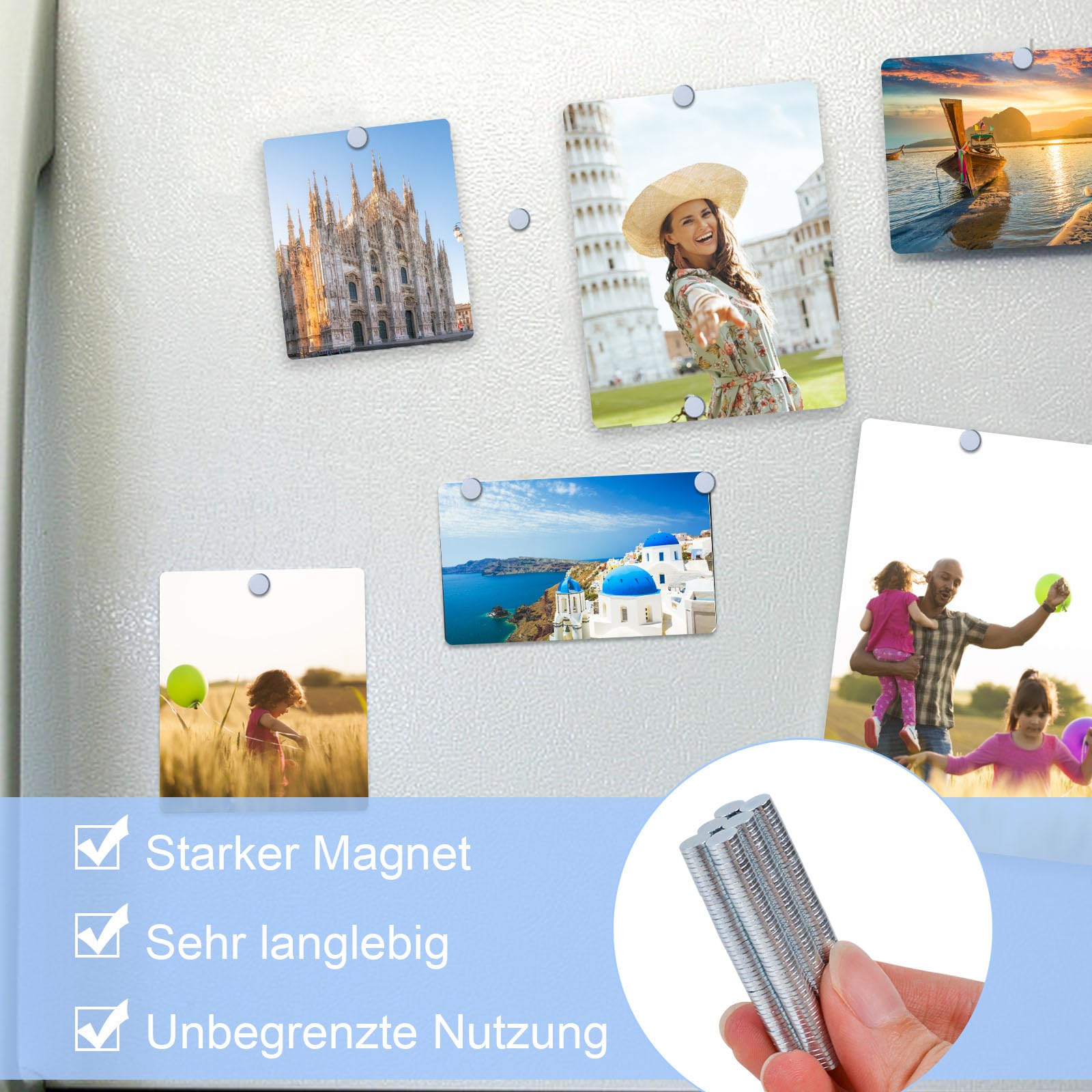 MAGXCENE 300 sztuk małych mini okrągłych magnesów 5 x 1 mm, silne magnesy neodymowe na lodówkę, bardzo mocne, silne magnesy na lodówkę, tablicę, do biura, majsterkowania, domu