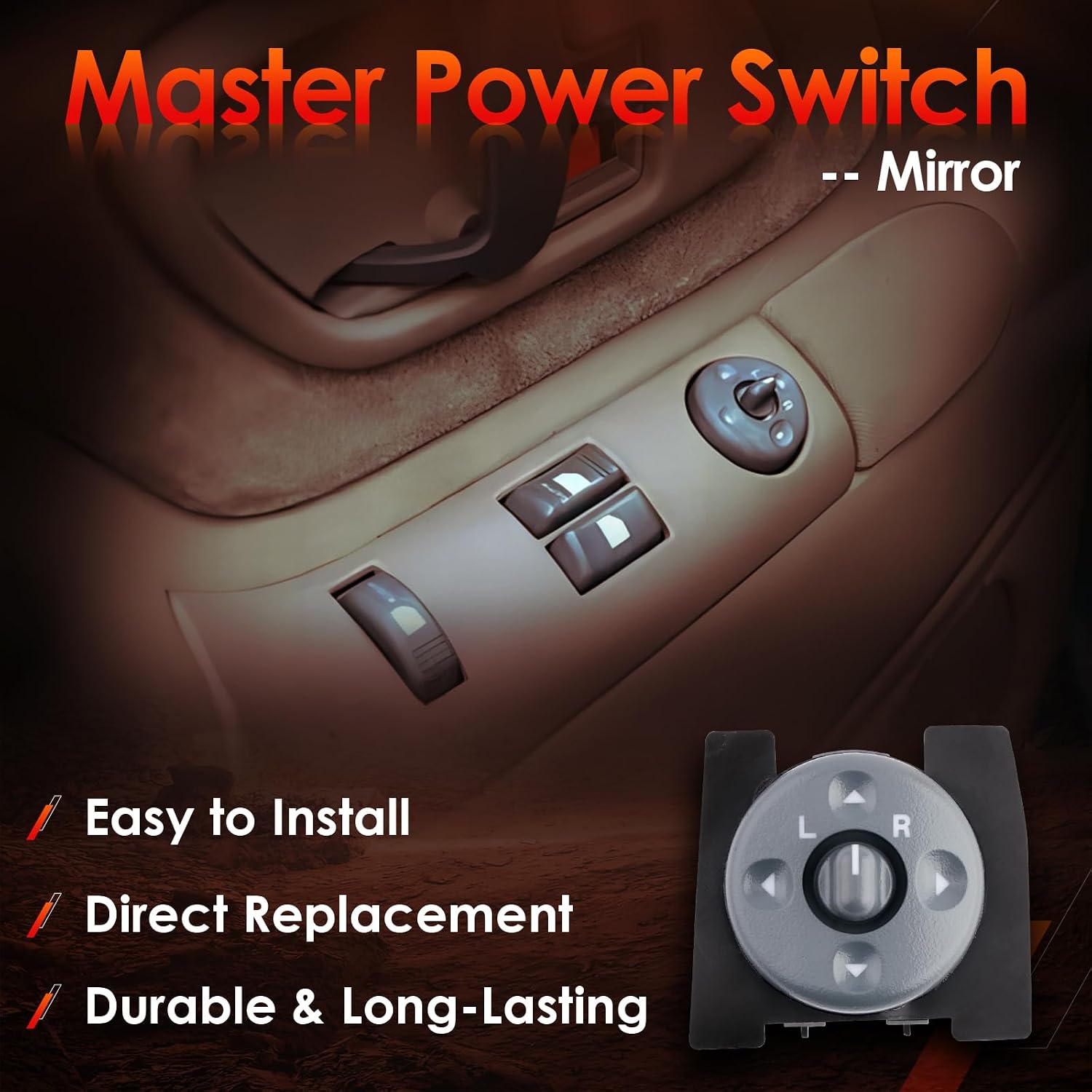 Power Mirror Switch | for 1994-2000 Chevy GMC C1500 C2500 C3500 K1500 K2500 K3500 Truck Suburban Tahoe Yukon Isuzu Cadillac Oldsmobile & More | Replaces# 15009690, 19209371, 901-000