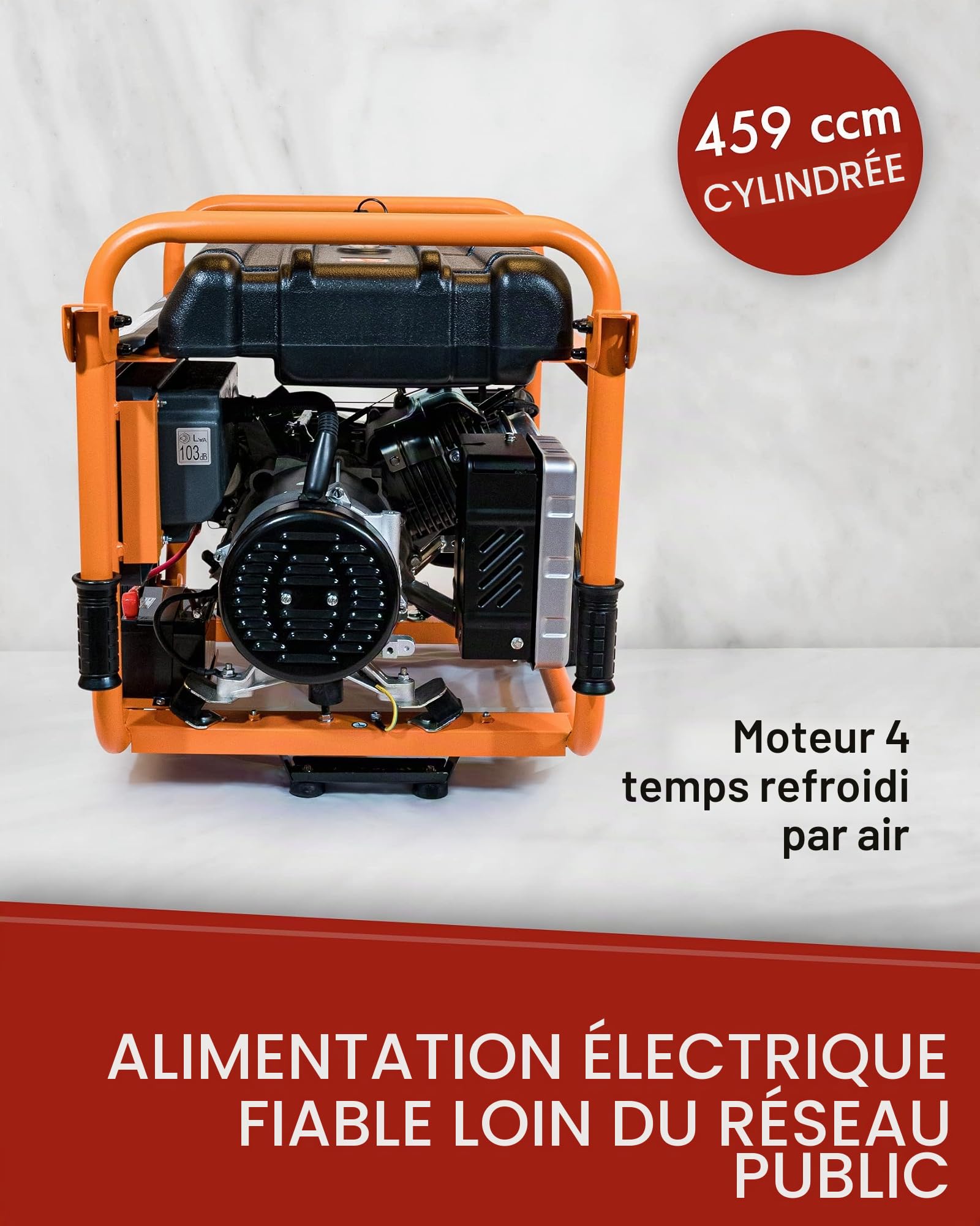 KnappWulf KW8300 Groupe électrogène à essence de secours Courant triphasé 230 V + 400 V