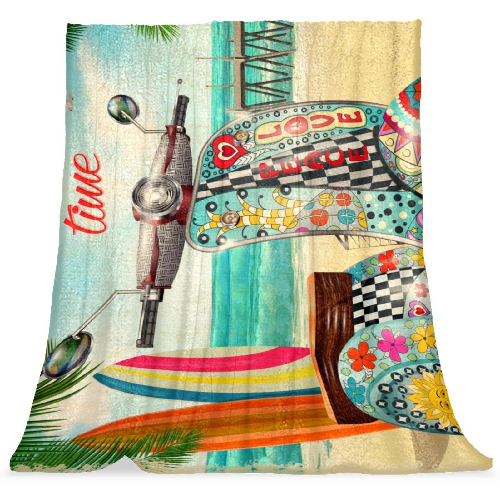 Couvre-lit TBOUOBT Heure d'été Plage Couverture de lit douce pour enfant