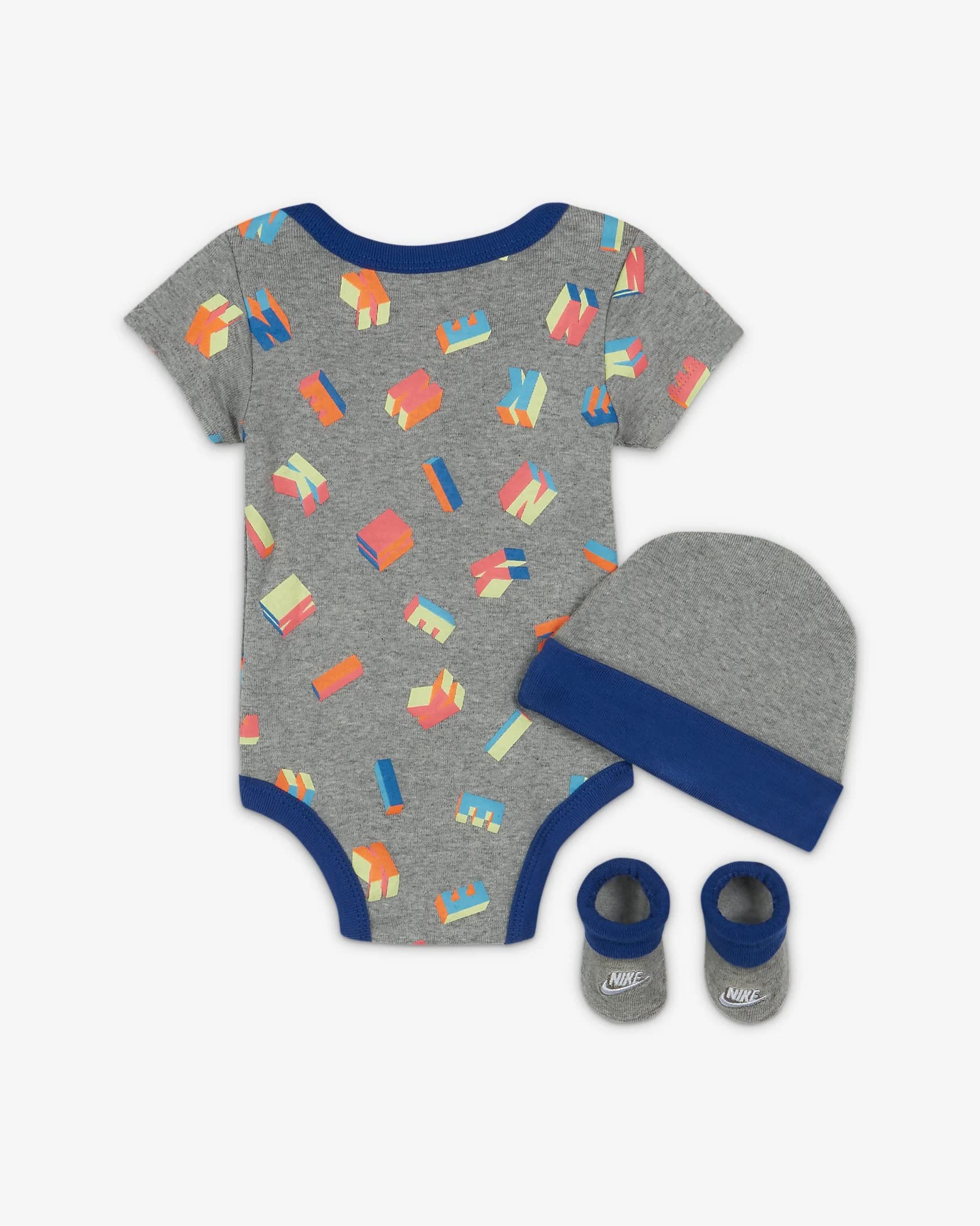 Nike Hat Bodysuit Bootie Set (Infant) Dark Grey