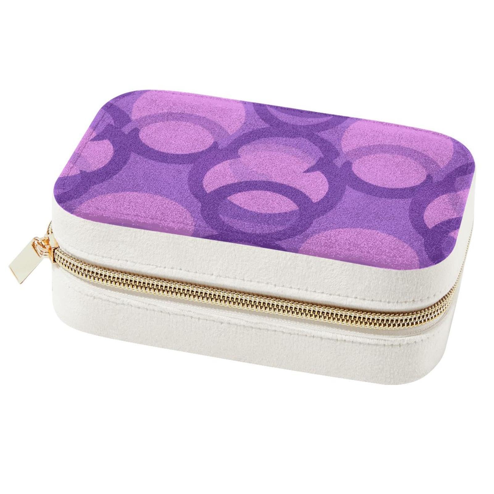 Boîte à bijoux double couche contre les colliers emmêlés, solution de rangement circulaire violet