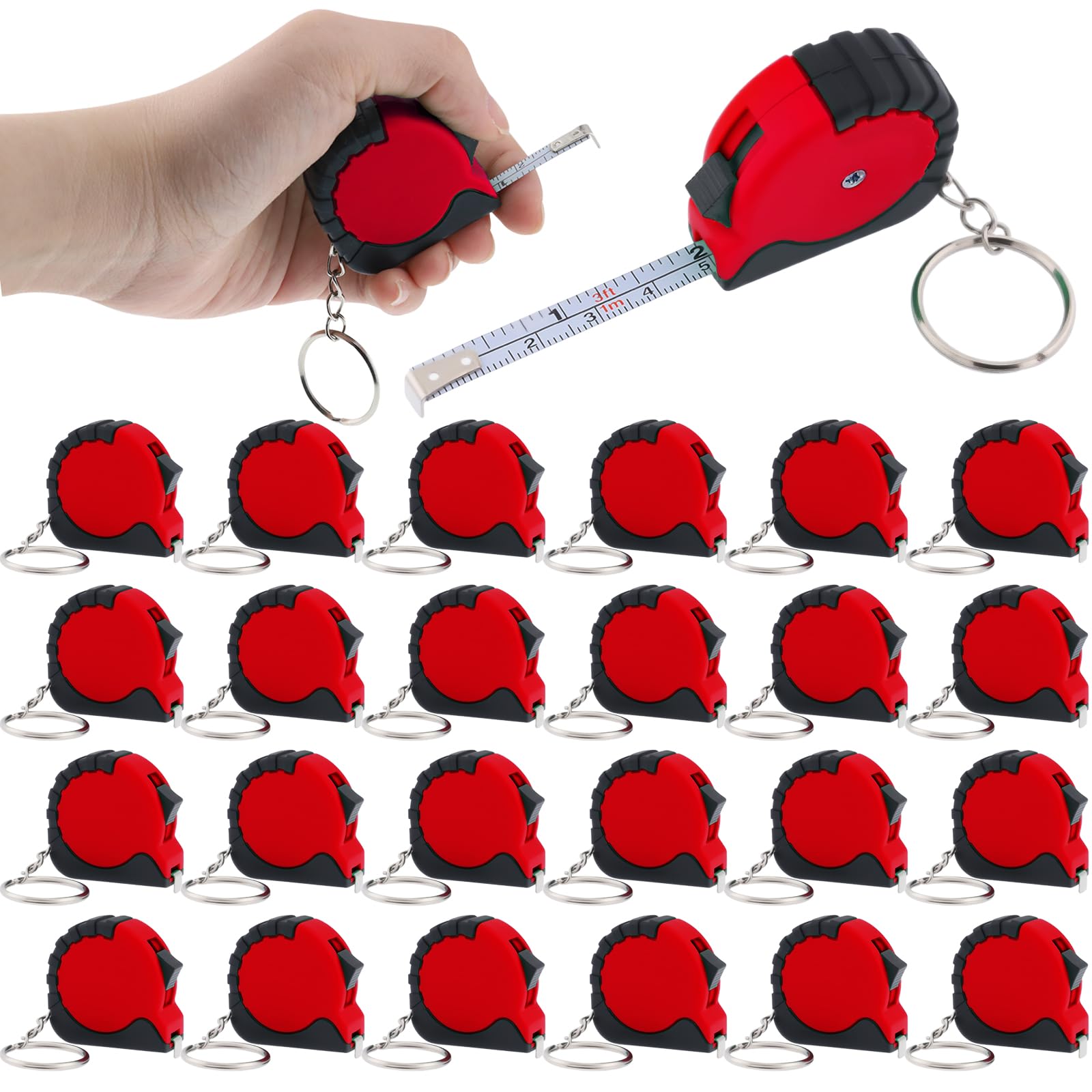 24 Pieces Mini Tape Measure Keychains 3 ft Small Retractable Measuring Tape with Lock Pocket Portable Measurement Tape Bulk for Construction Party
