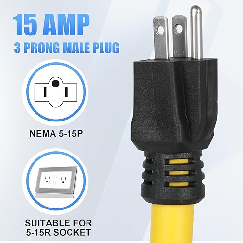 Miniatura 2 de AQQHSAIN NEMA 5-15P macho a 14-50R hembra, cable adaptador resistente de 50 amperios a 15 amperios 110 V EV cargador adaptador de alimentación
