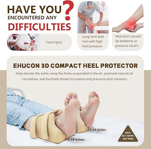 Miniatura 2 de Protectores de talón 3D para úlceras por presión, almohada de elevación de tobillo, cojín de soporte de pie para úlceras de cama, cojines de talón