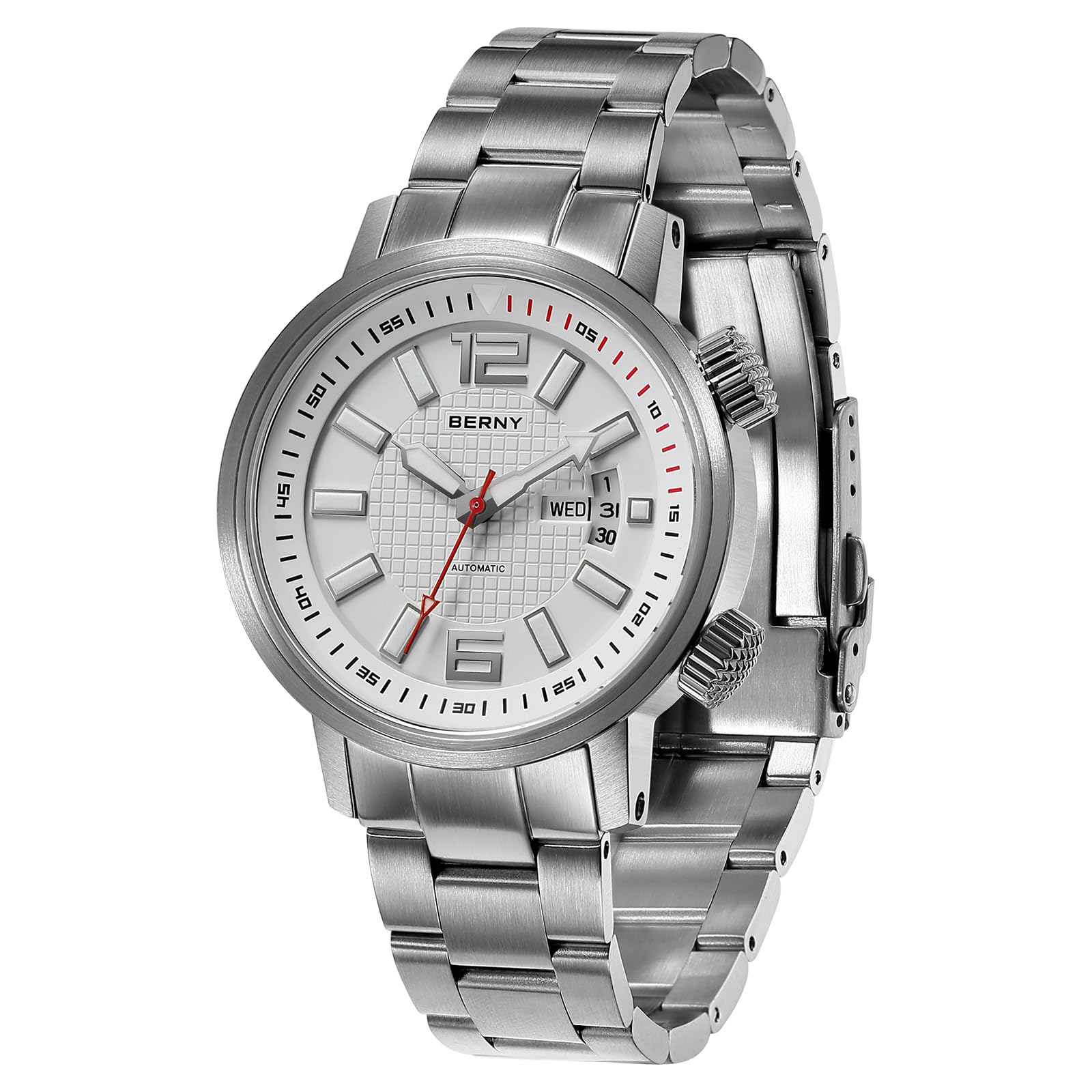 BERNY Automatische Mechanische Taucheruhr Für Herren Selbstaufziehend Sport-Edelstahl-Armbanduhr Wasserdicht 20 ATM Saphirglas Kratzfest