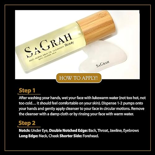 Miniatura 9 de Limpiador de aceite antienvejecimiento con leche de jojoba y gua-sha Duo - Hidratación profunda y renovación limpiador facial y masajeador facial,