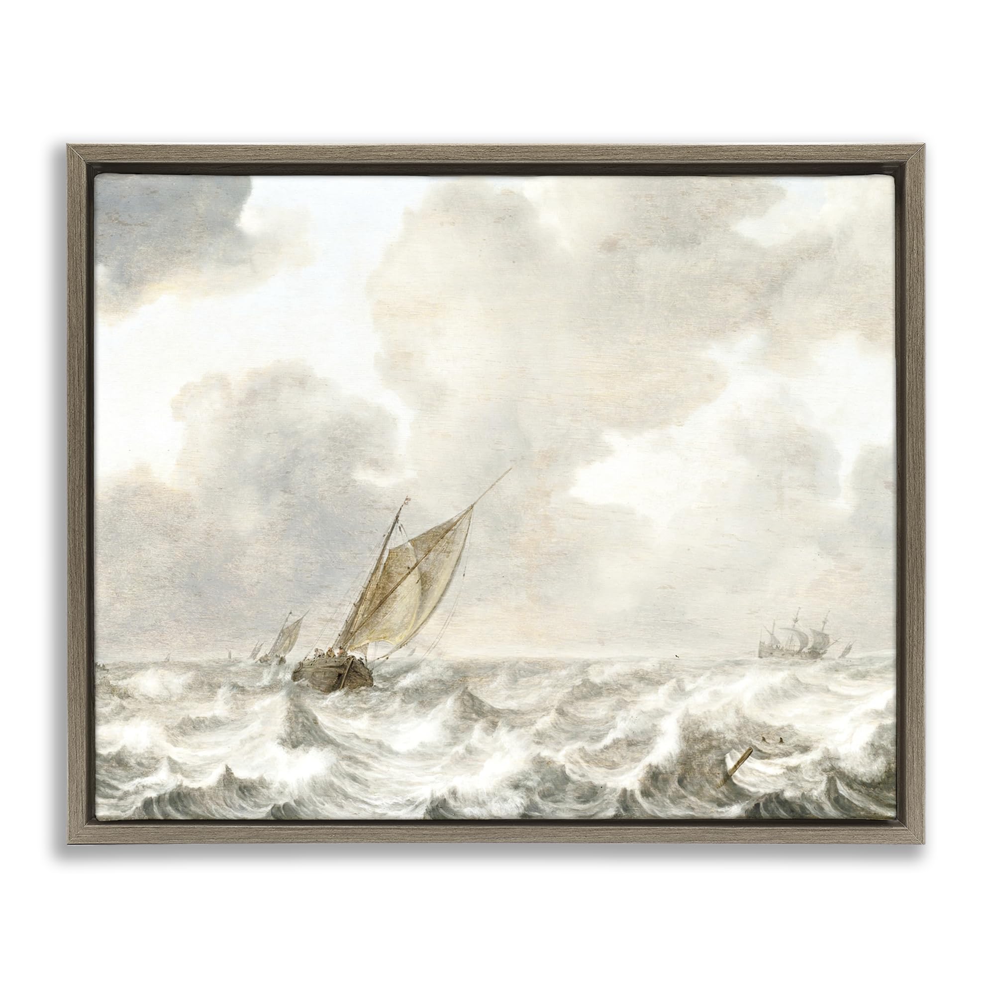 Stormy Seas Nautical Coastal Voyage, 16 x 20 Inch Canvas in Floater Frame