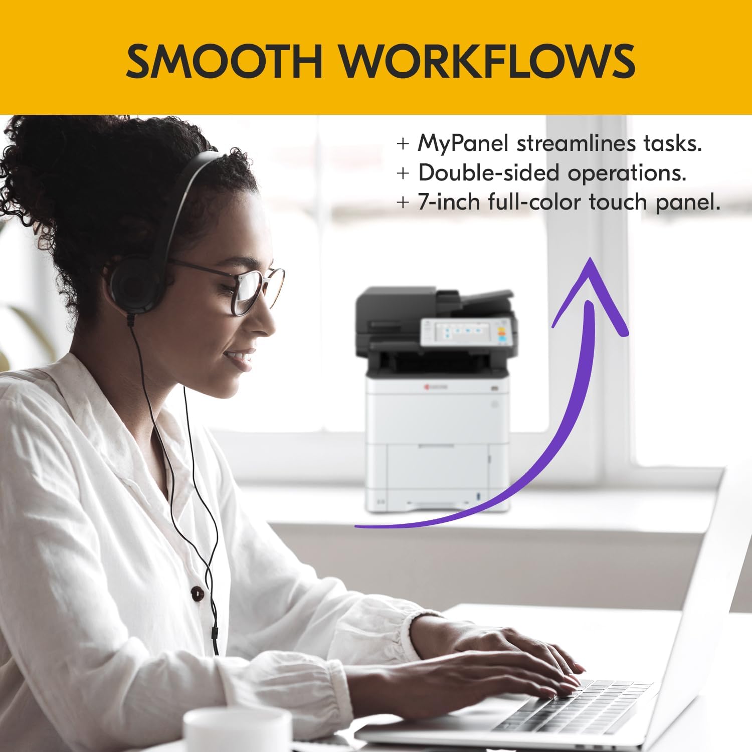 KYOCERA ECOSYS MA4000cix Multifunctional Color Laser Printer (Print/Copy/Scan), 42 ppm, 1200 dpi, Gigabit Ethernet & HyPAS Capable, 7 inch Touchscreen Panel, Dual Scan Document Processor