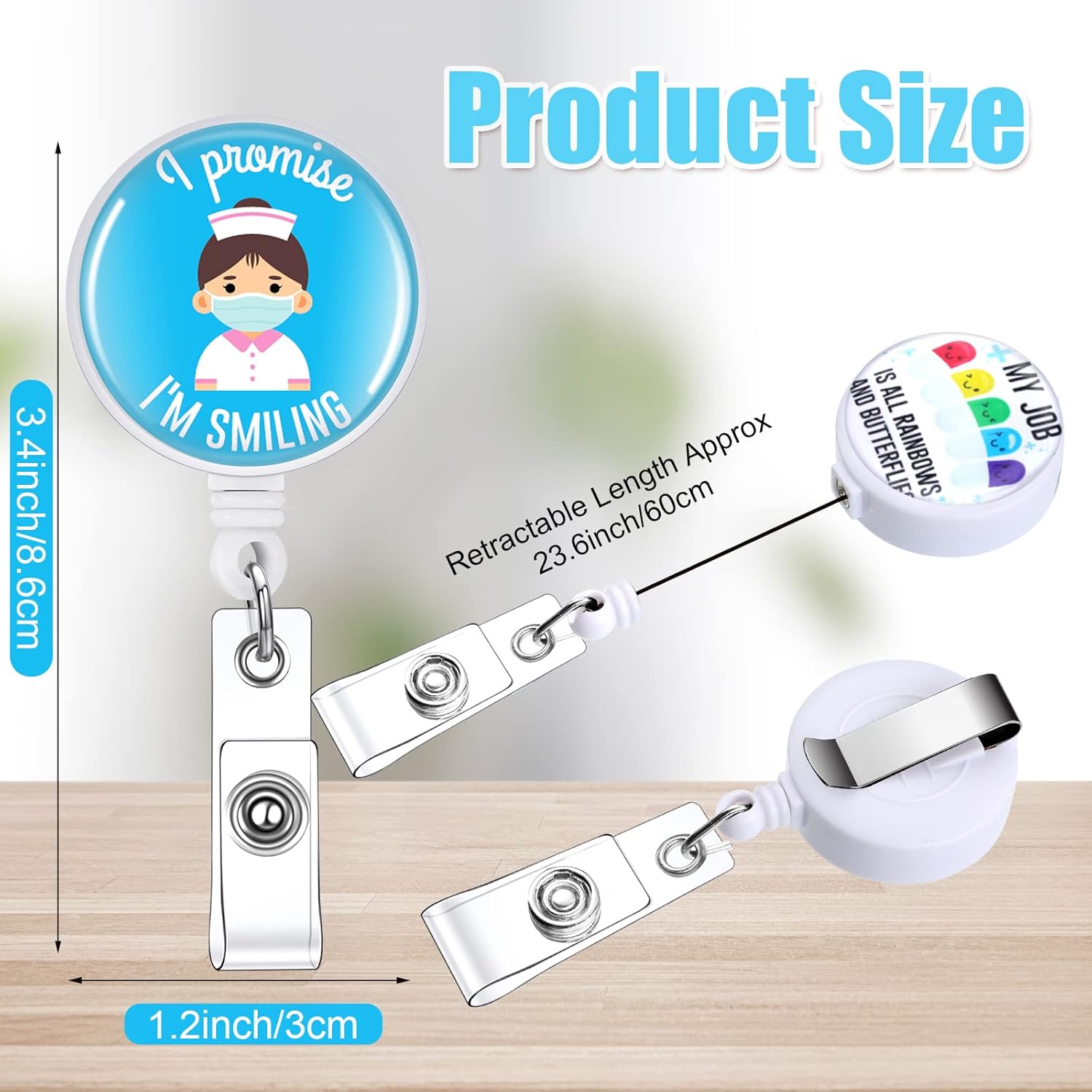 Crowye 36 Pcs Funny Badge Reels Nurse Retractable Cute Nurse ID Badge Holder for Women Men Clip Hospital Office Medical Health Doctor Worker Teachers Students Gifts