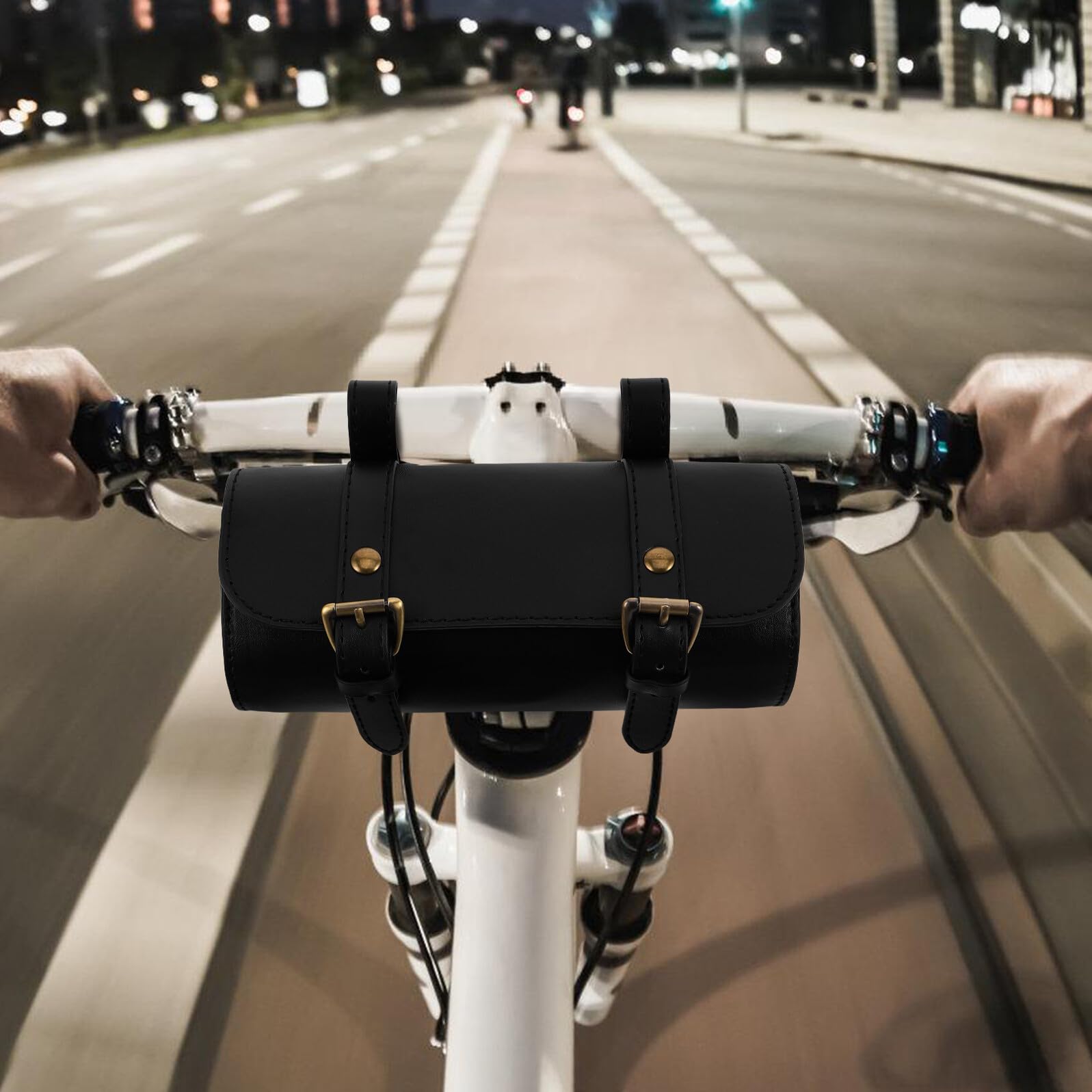OUNONA Sacoche de Moto Vintage Pochette de Rangement Rétro pour Guidon Sacoche de Selle pour Moto Cruiser et Scooter Électrique et Trousse à Outils
