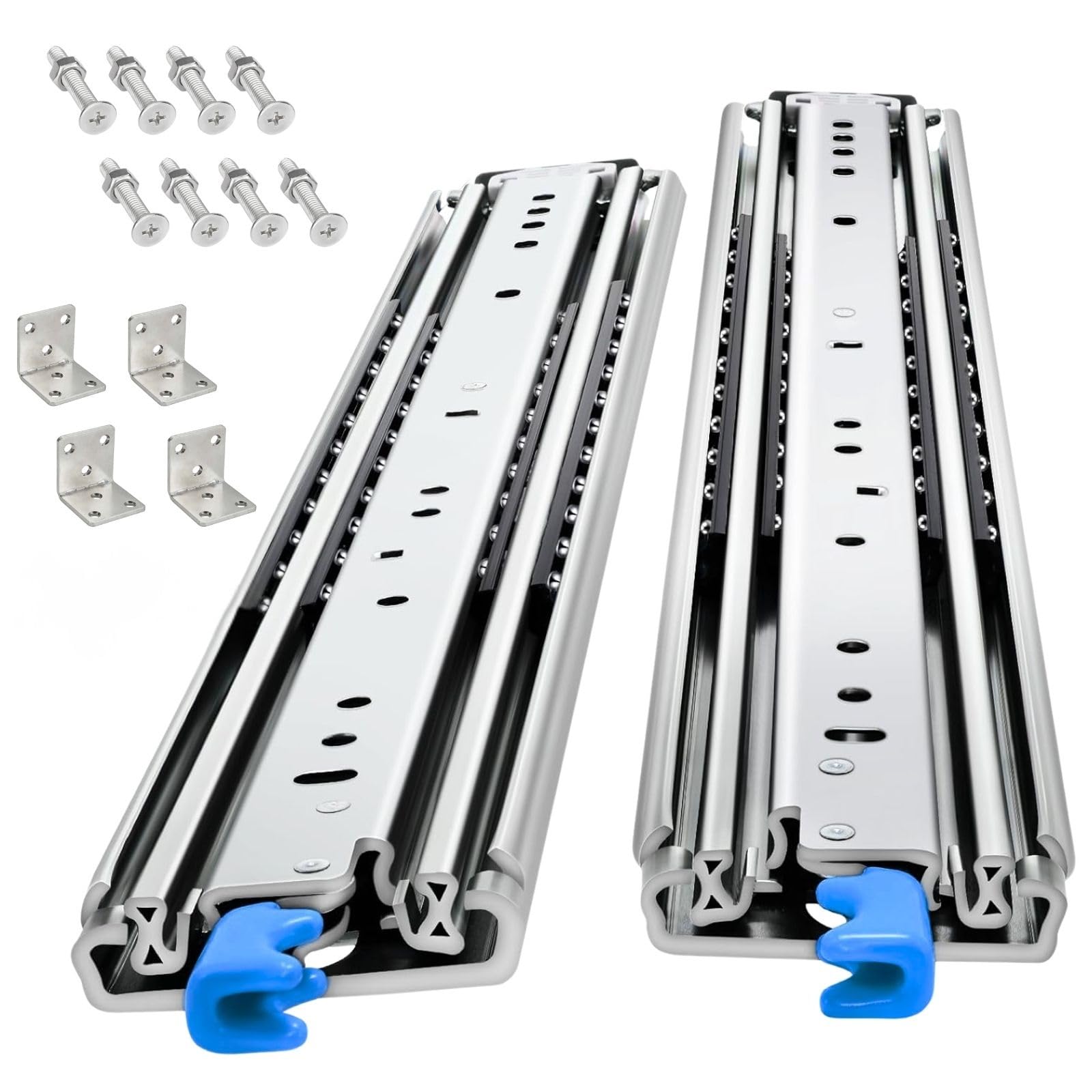 Heavy-Du Der Slides con serratura, carico massimo 220 kg, guide complete per cabina da 1500-2000 mm, montaggio laterale con cuscinetti a sfera, blu h, 250 mm/10 pollici
