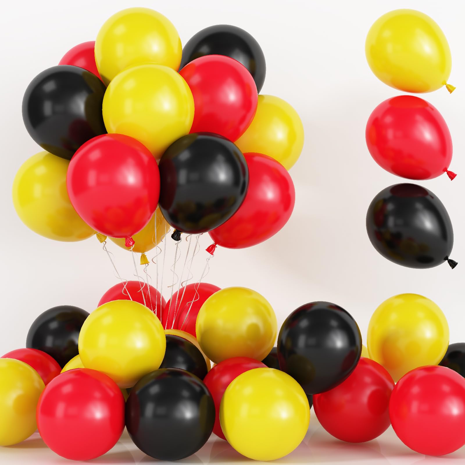 Red Yellow Black Balloons, 75 Pieces Matte Red Black and Yellow Latex Balloons, 12 Inch Mouse Color Helium Party Balloons for Boys Kids Birthday Baby Shower Wedding Carnival Party Decorations Supplies