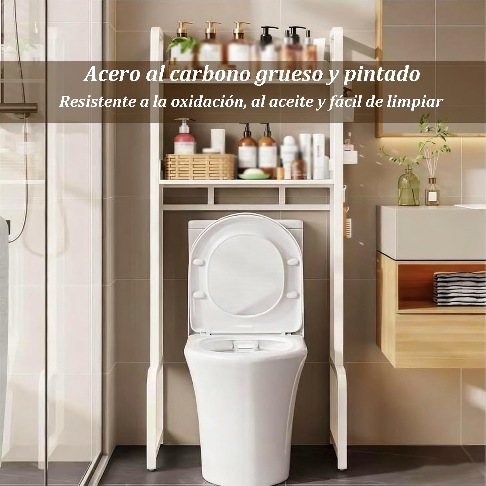 Scaffale regolabile a 3 ripiani, multiuso, per bagno, balcone, lavanderia, soggiorno, versatile espositore nero