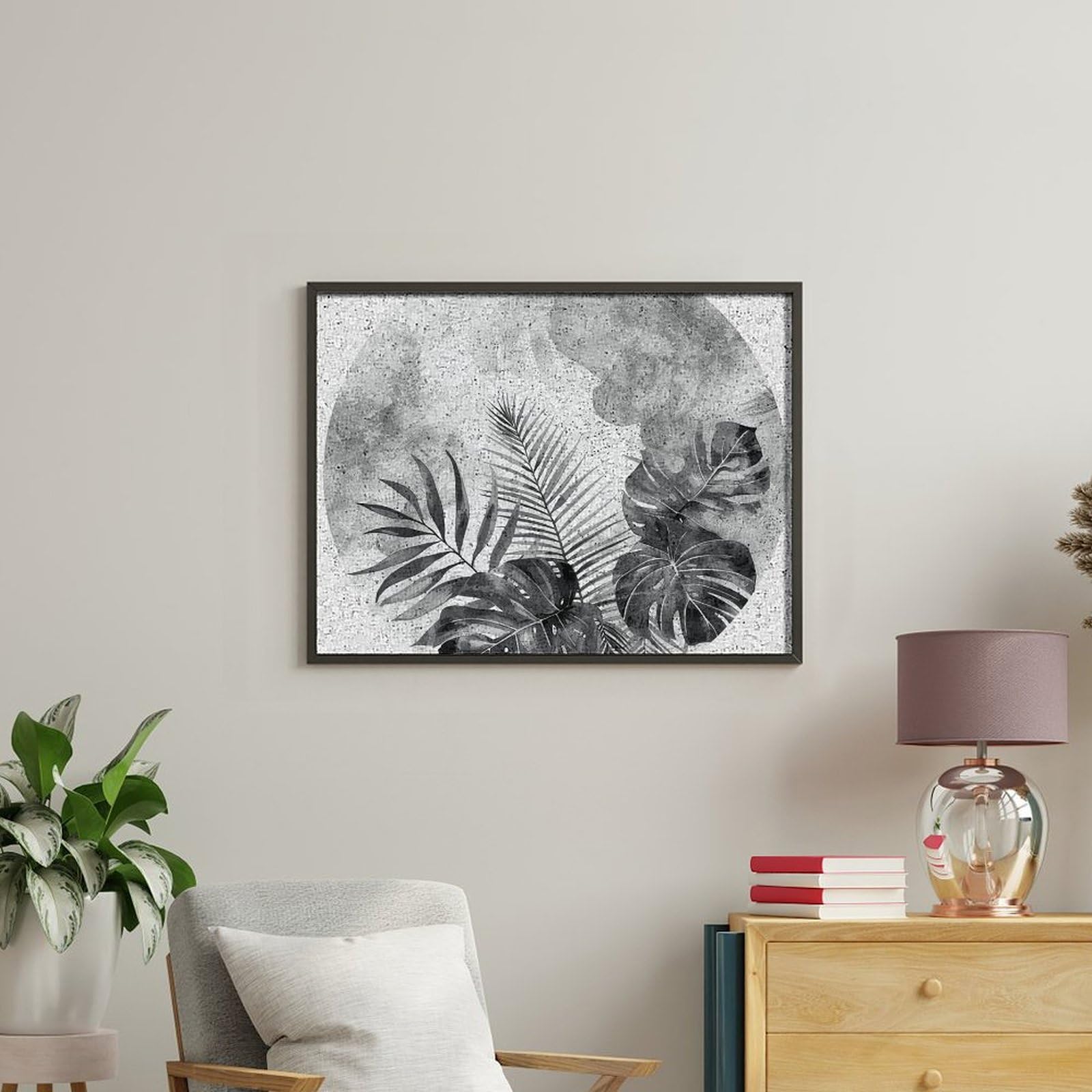 RTBKLYQ Kit per dipingere con i numeri, per adulti principianti Monstera e foglie di palma fai da te digitale pittura a olio tela per kit di pittura regalo decorazione domestica
