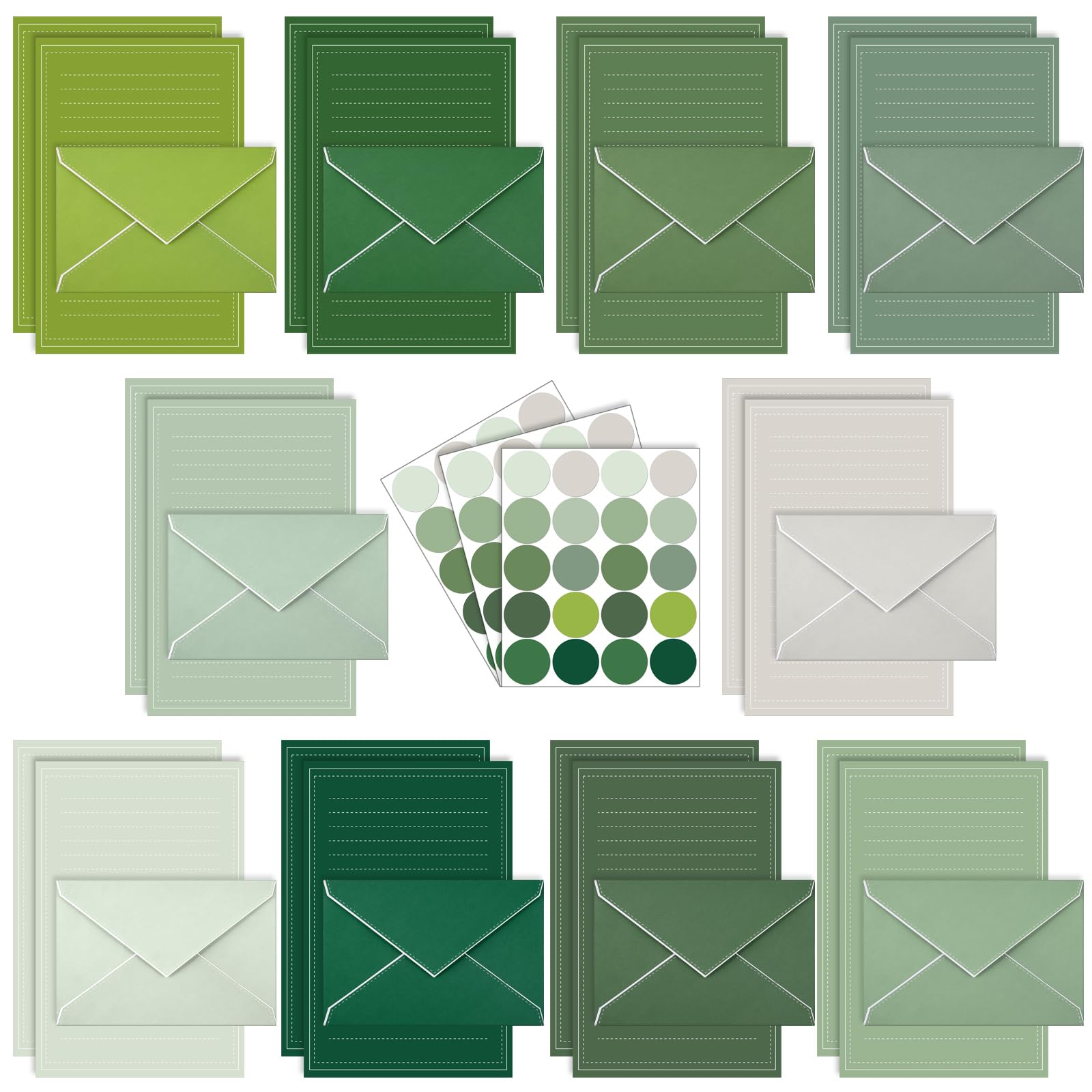Taobary 160 Pack Stationery Paper Set,5.5 X 8.25 Inch,Sage Green Color