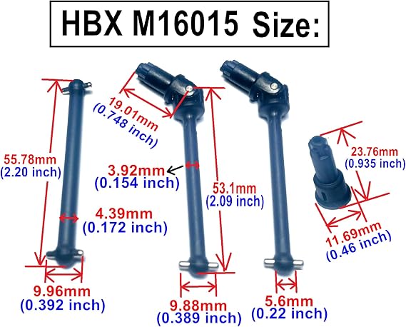 M16015 RC Front Rear Drive Shaft Dogbone Parts for 1:16 HBX 16889 16890 16890A 16889A 16889PRO HM161 RC Trucks Parts (M16015)
