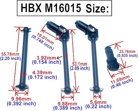 M16015 RC Front Rear Drive Shaft Dogbone Parts for 1:16 HBX 16889 16890 16890A 16889A 16889PRO HM161 RC Trucks Parts (M16015)