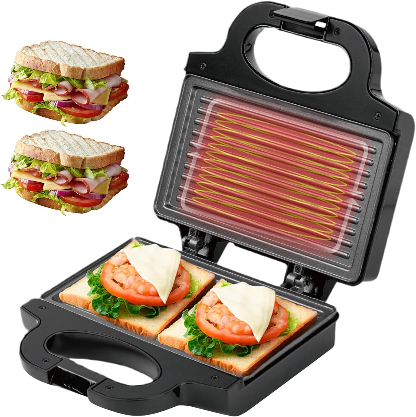 Grilled Cheese Maker,Electric Sandwich Press Cooker with Indicator Light | Toasted Waffle Maker - for Cheese Waffle Hamburger Lunch Dinner Kitchen Apartment Dormitory Restaurant