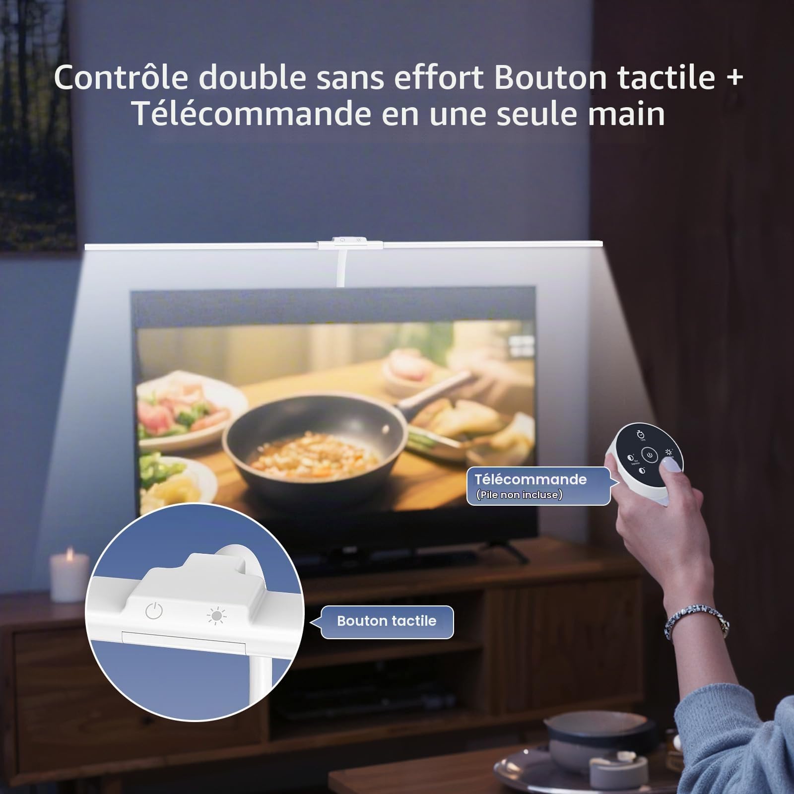 Lampe de Bureau LED 24W avec Pince - 1500LM 80CM Lampe de Lecture à DEL de Cygne avec Télécommande, Port de chargement USB pour Maison et Bureau, Blanc Éclatant