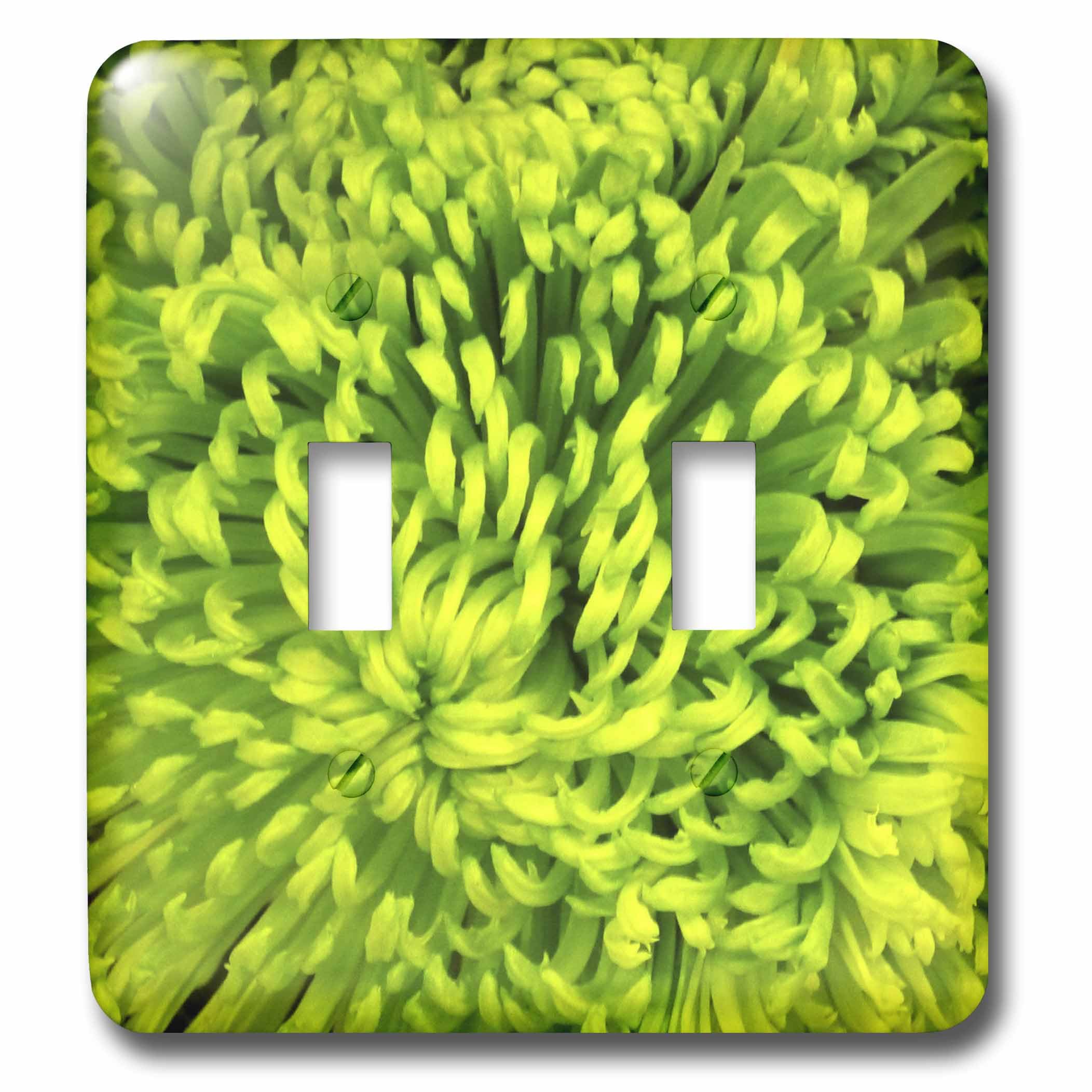 Interrupteur double à bascule intérieur motif floral vert citron plaque murale décorative