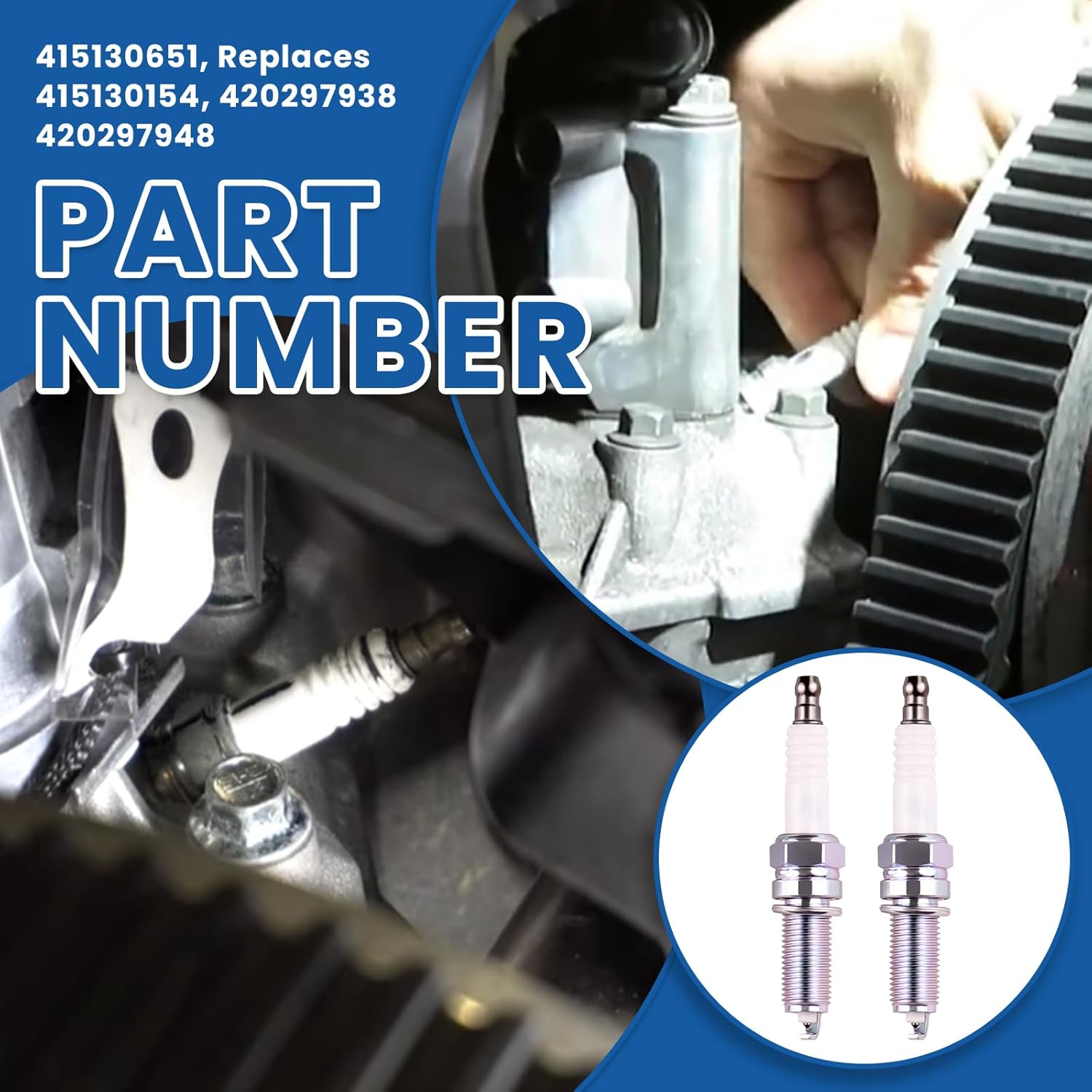 2Pcs 415130651 Spark Plug Compatible with Ski-Doo 2019-2025 Backcountry X 850, 2018-2025 Freeride 850, 2017-2022 MXZ 850, 2019-2024 MXZ XRS 600R, Replaces 415130154, 420297938, 420297948