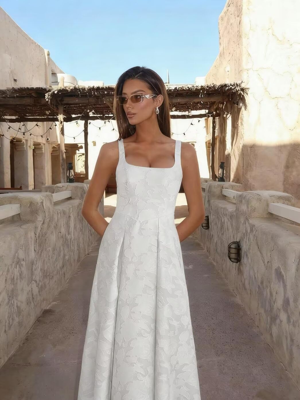 Basgute Floral Lace Bridesmaid Dresses for Women Tea Length A Line Pleated Wedding Guest Dress Formal Gown - Image 5