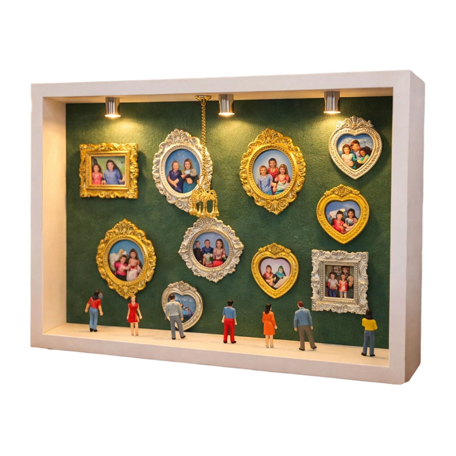 our fave Creative Wooden Shadows Box Set with 10 Interchangeable Miniature Frames 8 Resin Figurines and Crystal Chandeliers Craft Miniature Museums Shade Box