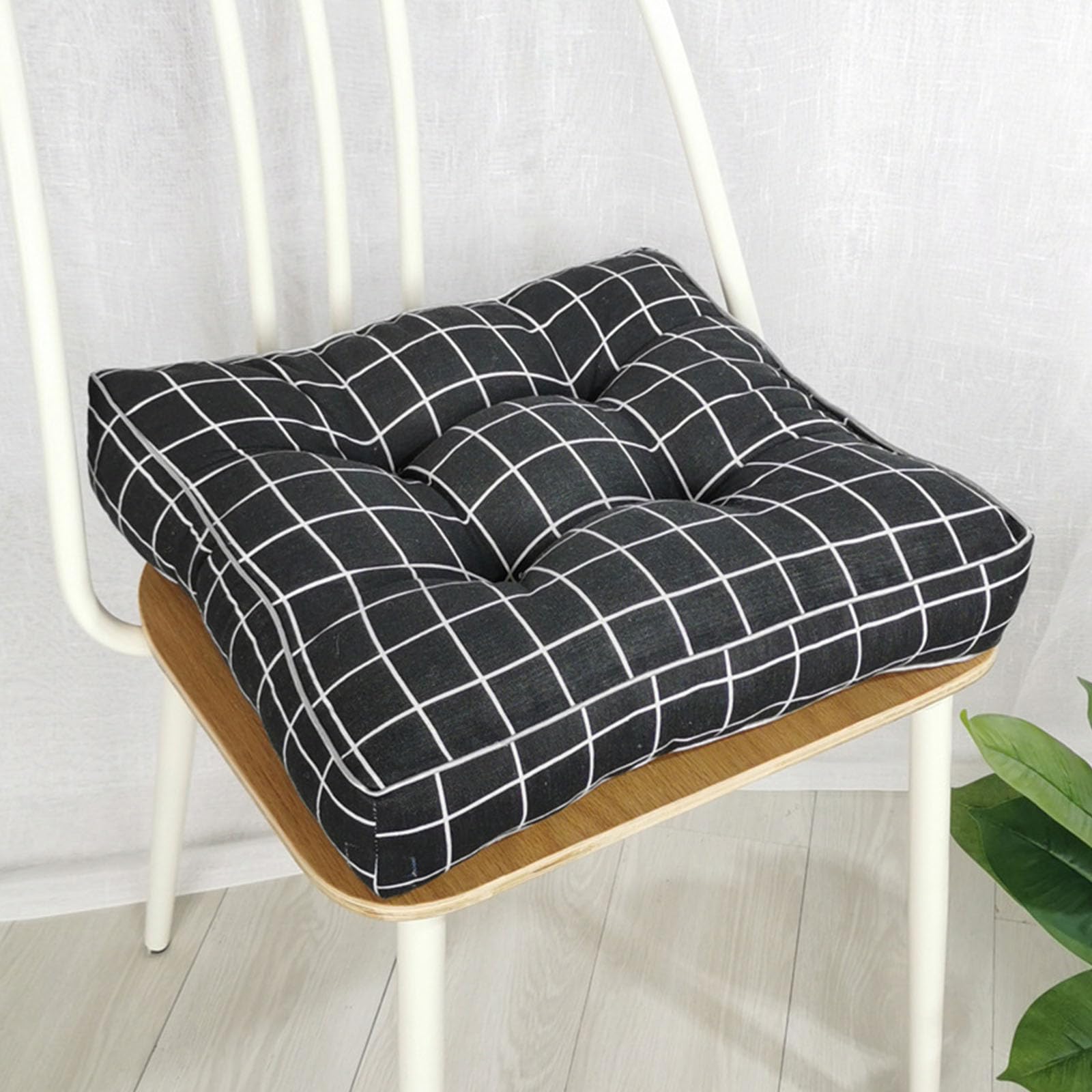 Hixingo Cojin para Silla de Salon, Moda Cojines para Sillas de Comedor Cojin para Silla con Dibujo Nordica Antideslizante Suave Cojines de Asiento para Sillas Múltiples (50cm,Negro)