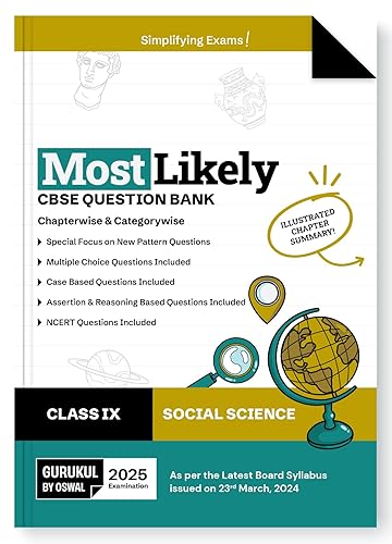 Gurukul By Oswal Social Science Most Likely CBSE Question Bank for Class 9 Exam 2025 - Chapterwise &amp; Categorywise, New Paper Pattern (MCQs, Case, Assertion &amp; Reasoning, NCERT Questions)