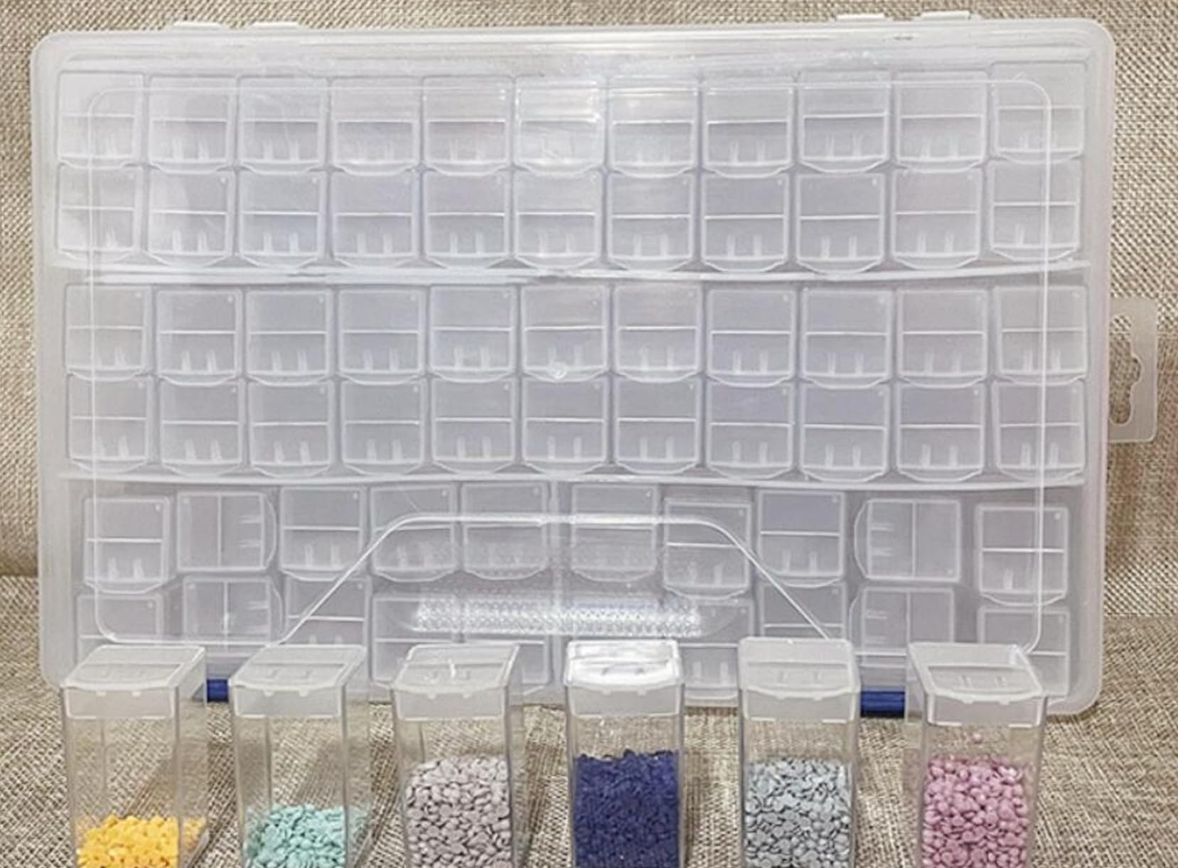 ZHONGJIUYUAN 22,4 x 12,8 x 5,5 cm przezroczyste prostokątne pudełko do przechowywania sztuki pojemnik pojemnik pudełko na sprzęt wędkarski, 6 4 siatki, 2 szt