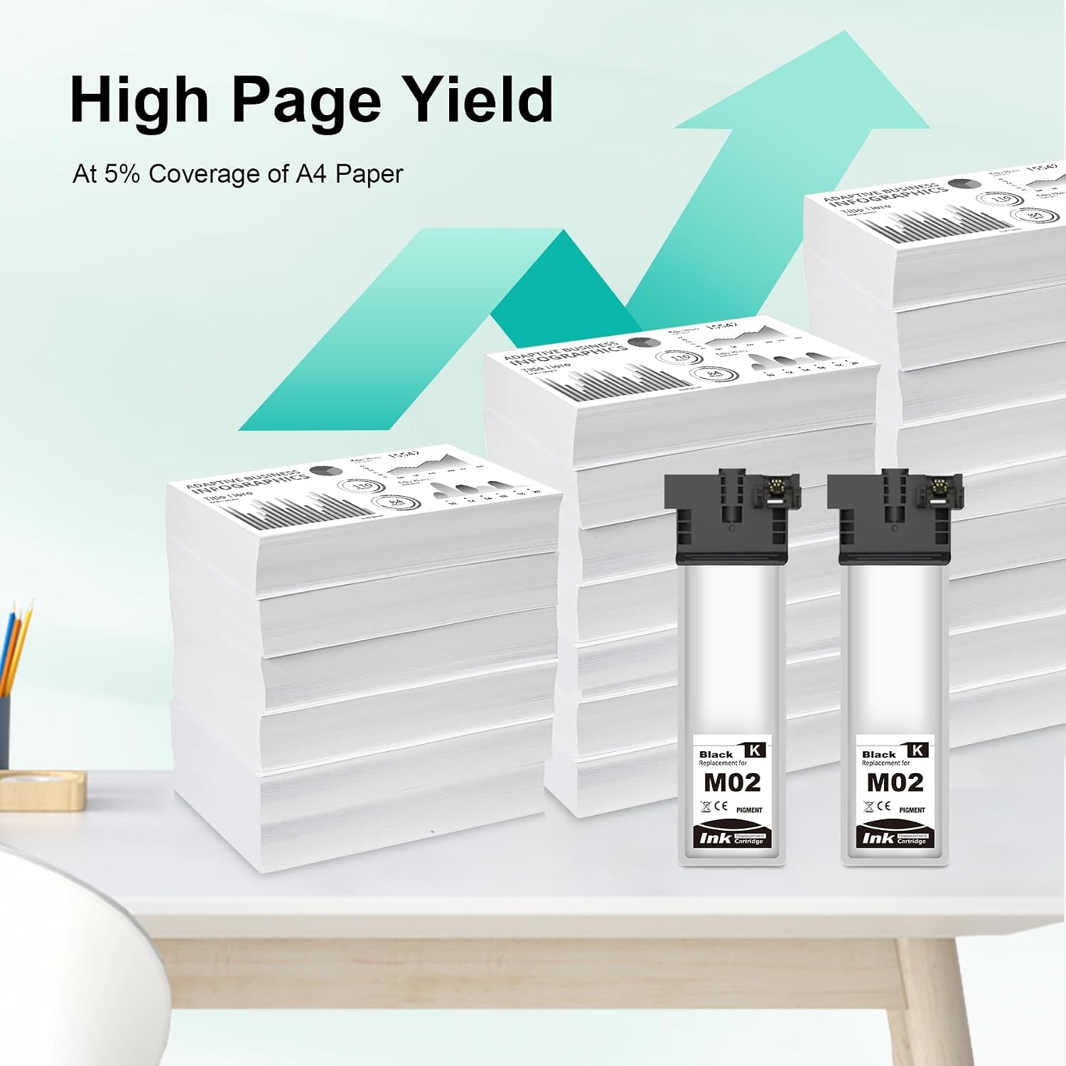 Remanufactured M02120 Standard Capacity Black Ink Cartridge M02 Replacement for Workforce Pro WF-M5799 WF-M5299 (2 Pack)