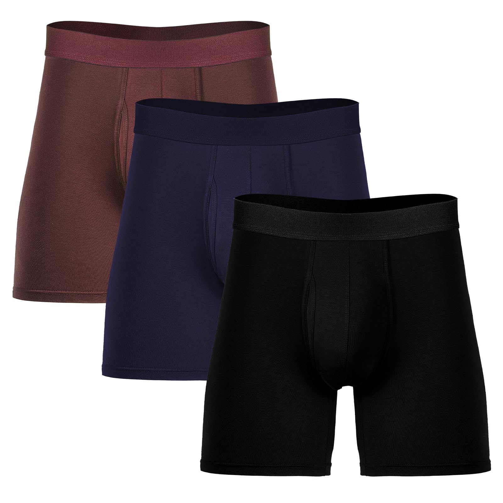 DiULi Calzoncillos Hombre Boxer Deportivos, Pack de 3 Calzoncillos Bóxers de 95% Fibra de Bambú y 5% Elastano, Ropa Interior Extra Larga, Bóxers Hombre Deportiva, Comodidad Todo el Día