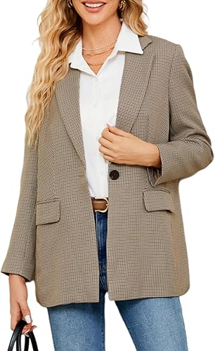JASAMBAC Womens Blazers for Work Lapel Open Front Long Sleeve Suit Jackets Work Jacket for Business Lady