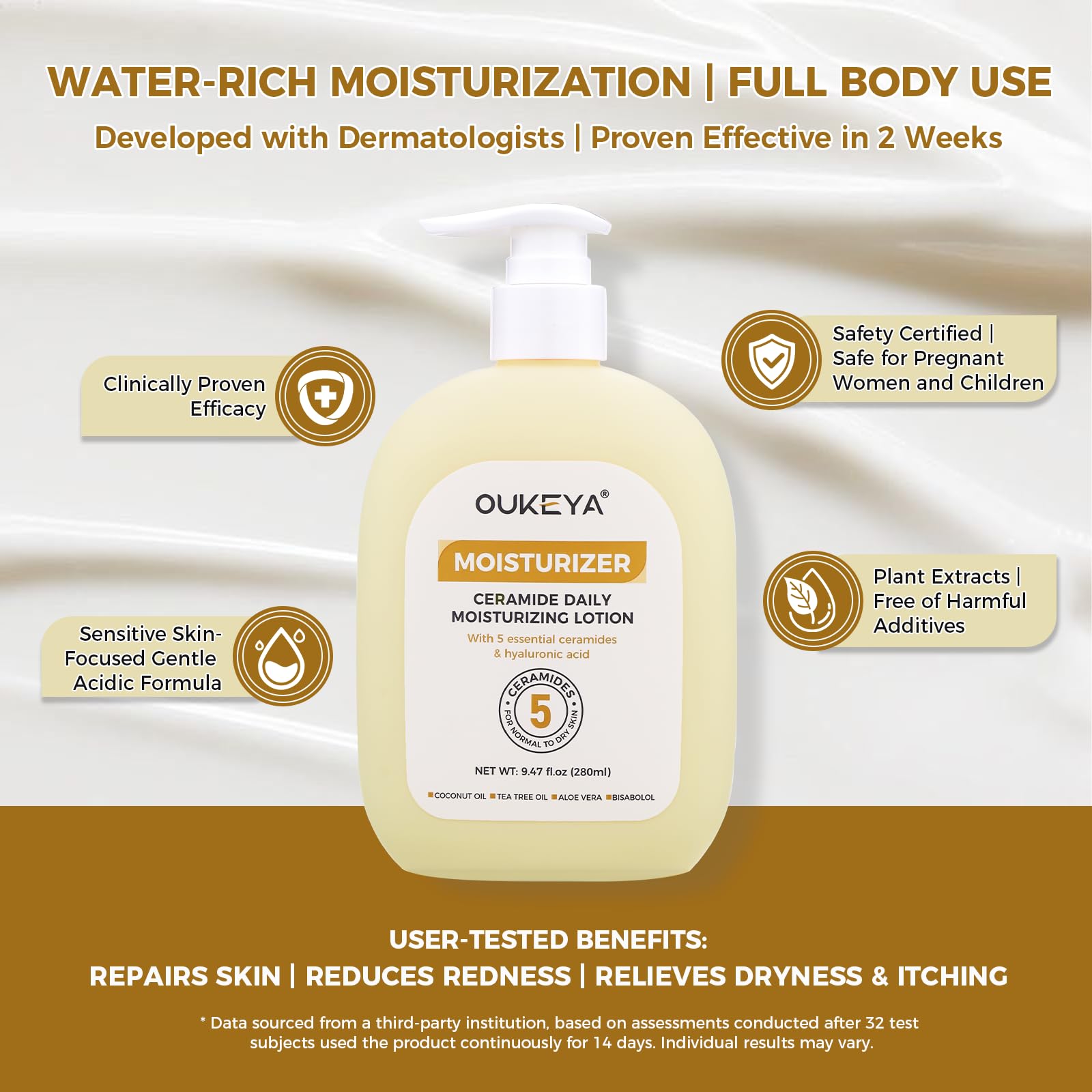 OUKEYA Balsam do ciała, 5 ceramidów, 280 ml