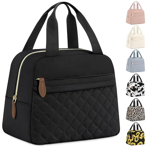 ELONGRIVER Insulated Small Lunch Bag for Women, Black