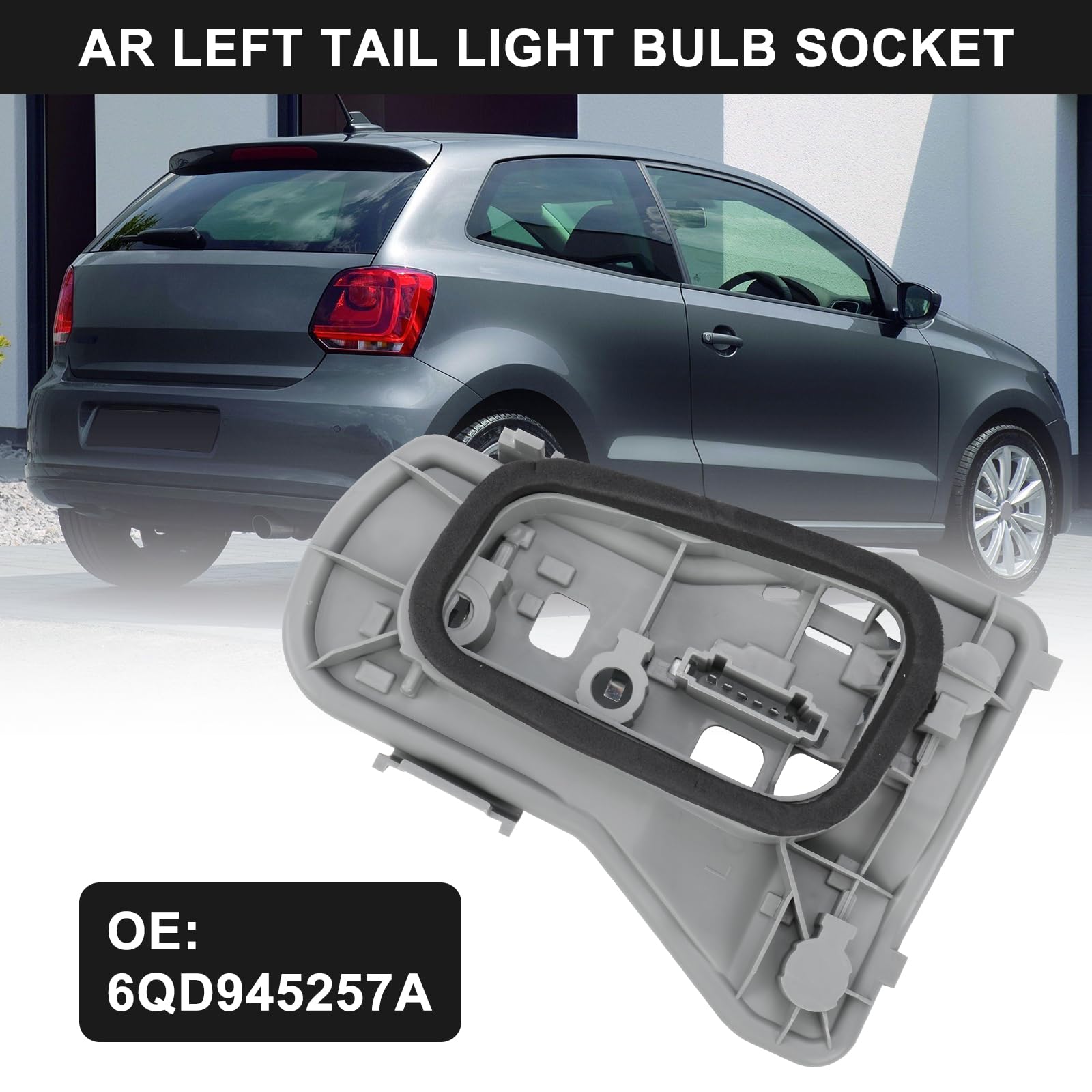 Soporte para Bombilla Trasera para VW Polo 4 (9N3) 2006-2010 | OEM 6QD945257A 6QD945258A, con Kit de Enchufe de Repuesto