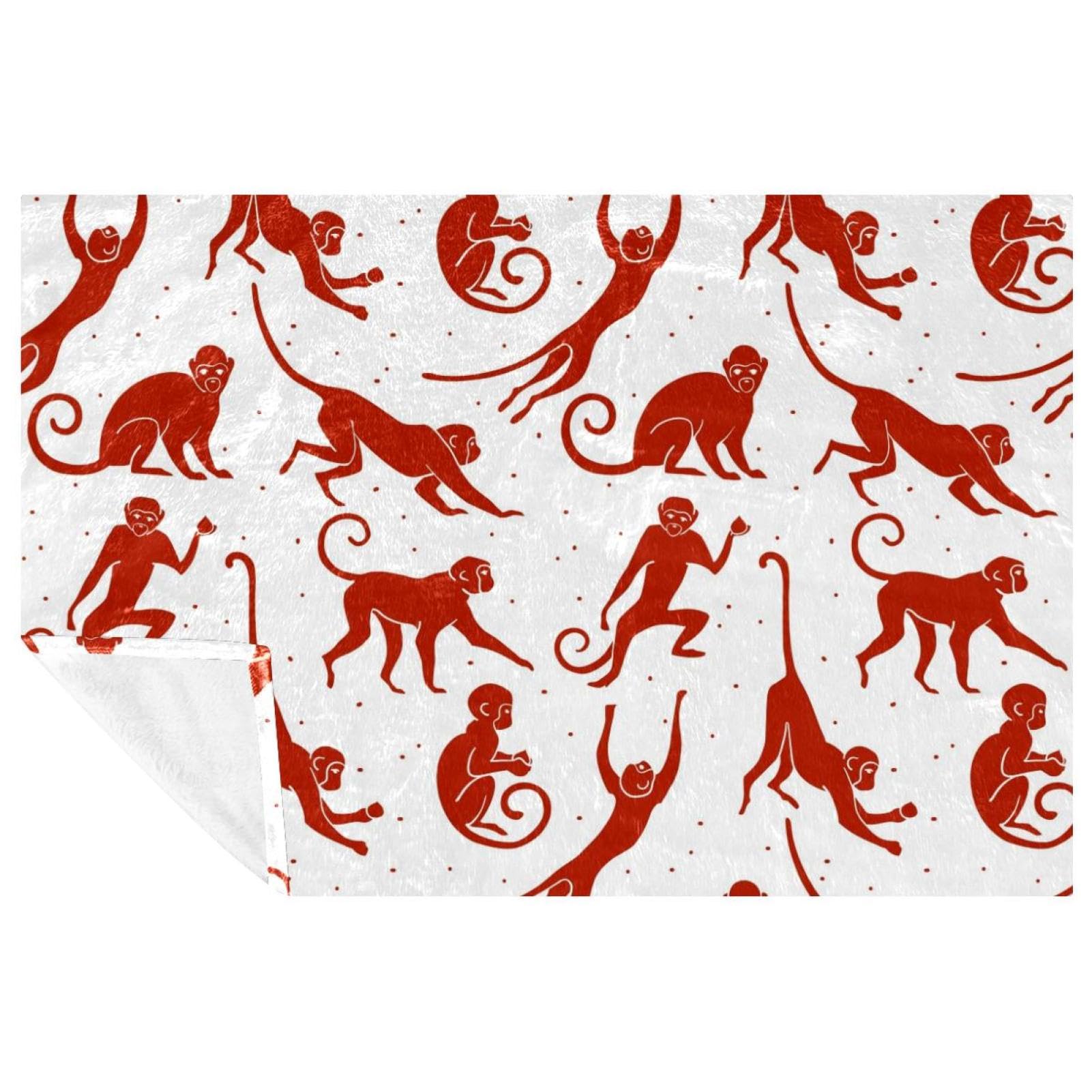 Plaid singes amusants couverture chaude et douce 150x100 cm pour lit canapé camping