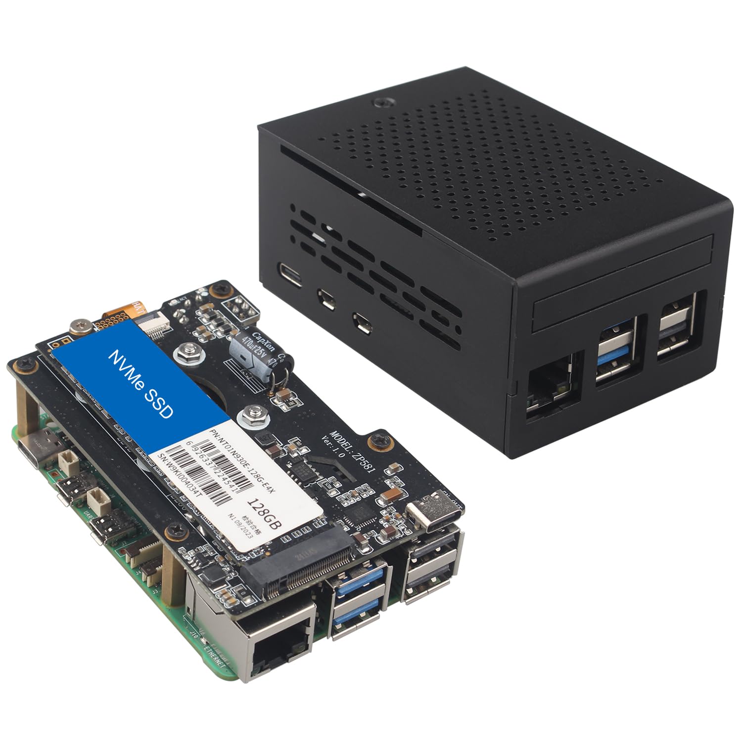 ZDE ZP581 PoE+ HAT PCIe to M.2 Key M NVMe SSD Adapter Board with Aluminum Case ZC501 for Raspberry Pi 5 Support 802.3af/at Network Standard M.2 NVMe SSD 2230 2242 2280-picture-25