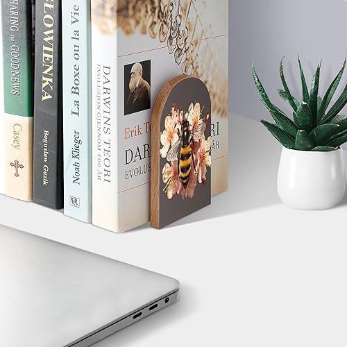 Miniatura 8 de Hermosos sujetalibros decorativos de madera con diseño de copos de nieve para estantes, habitación de los niños, oficina en casa, tapones de libros