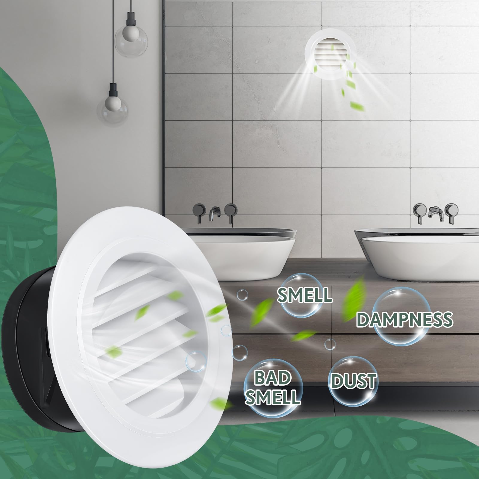 VIHOSE 30 rejillas de ventilación Soffit de 4 pulgadas de ABS exterior redondo con malla de mosquitera integrada para el hogar, baño, oficina, cocina, color blanco
