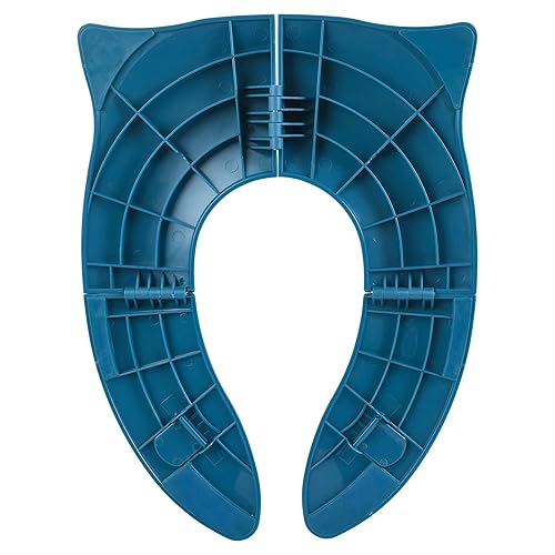 Miniatura 7 de THREE LITTLE TOTS - Asiento de baño portátil moderno y seguro, asiento de entrenamiento plegable de viaje verde azulado oscuro para niñas y niños,