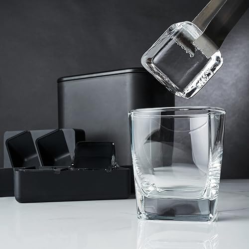 Vista 13 de Viski Bandeja para cubitos de hielo para whisky con tapa, grande hace seis moldes de hielo de 2 pulgadas, perfecta para cócteles, whisky, bourbon