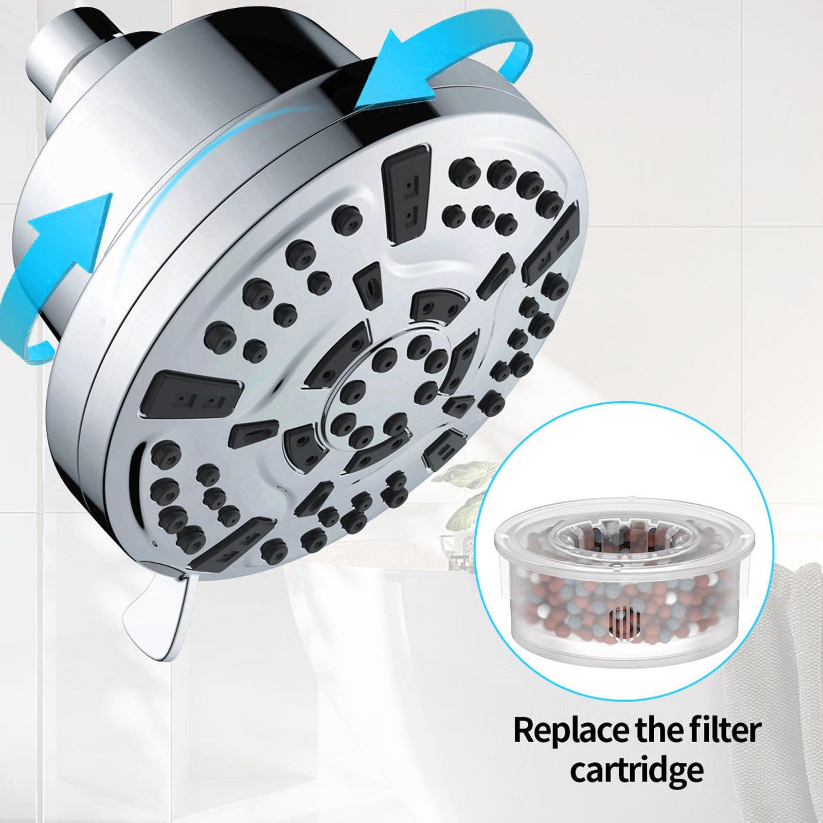 Tete De Douche Pluie 8 Fonctions, Filtre Douche Anti Calcaire, 20 Étapes Filtre De Douche, Adoucisseur d'eau Douche, Filtre Pommeau Douche, Shower Filter pour Éliminer Chlore, Tête De Douche